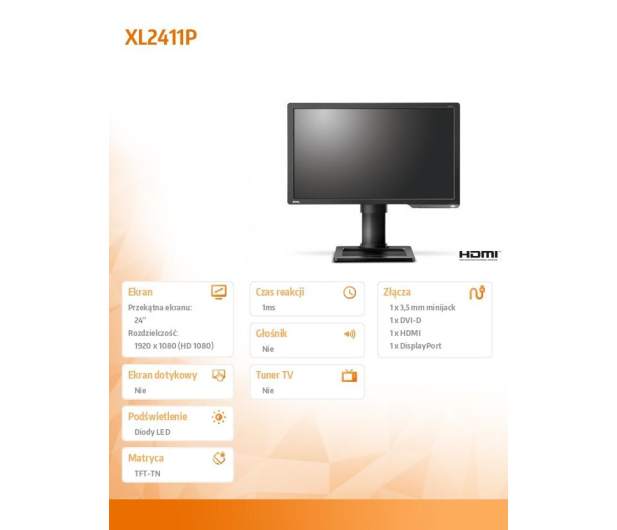 BenQ ZOWIE XL2411P czarny - 391415 - zdjęcie 10